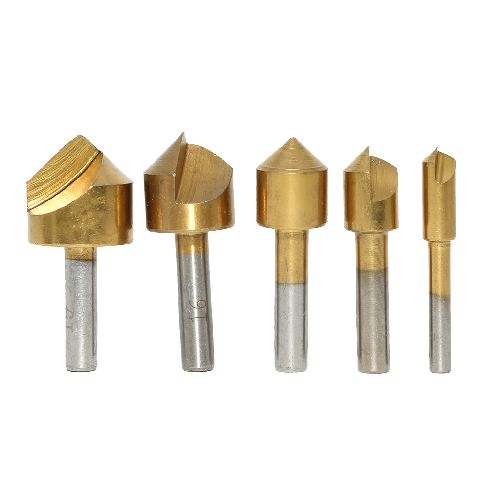 5pcs/set Metric Woodworking Countersink Drill Bit 82Degree Single Flute
