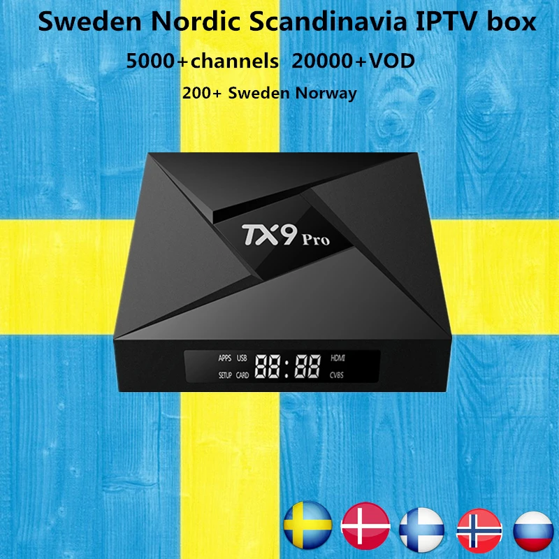 

Sweden IPTV Box TX9 Pro S912 3GB/32G Android TV Box 7.1+5000 world IPTV Nordic Norway Europe Israel Netherland M3U Smart TV Box