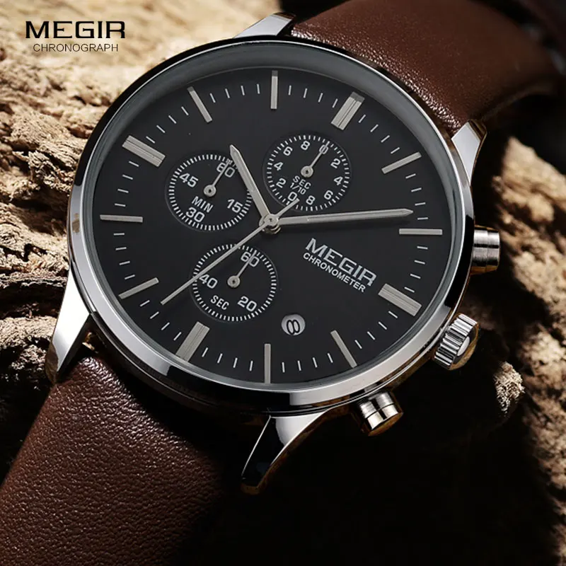 

MEGIR Original Watch Men Top Brand Luxury Men Watch Leather Clock Men Watches Relogio Masculino Horloges Mannen Erkek Saat
