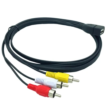 

1.5M Usb A Female To 3 Rca Phono Av Cable Lead Pc Tv Aux Audio Video Adapter