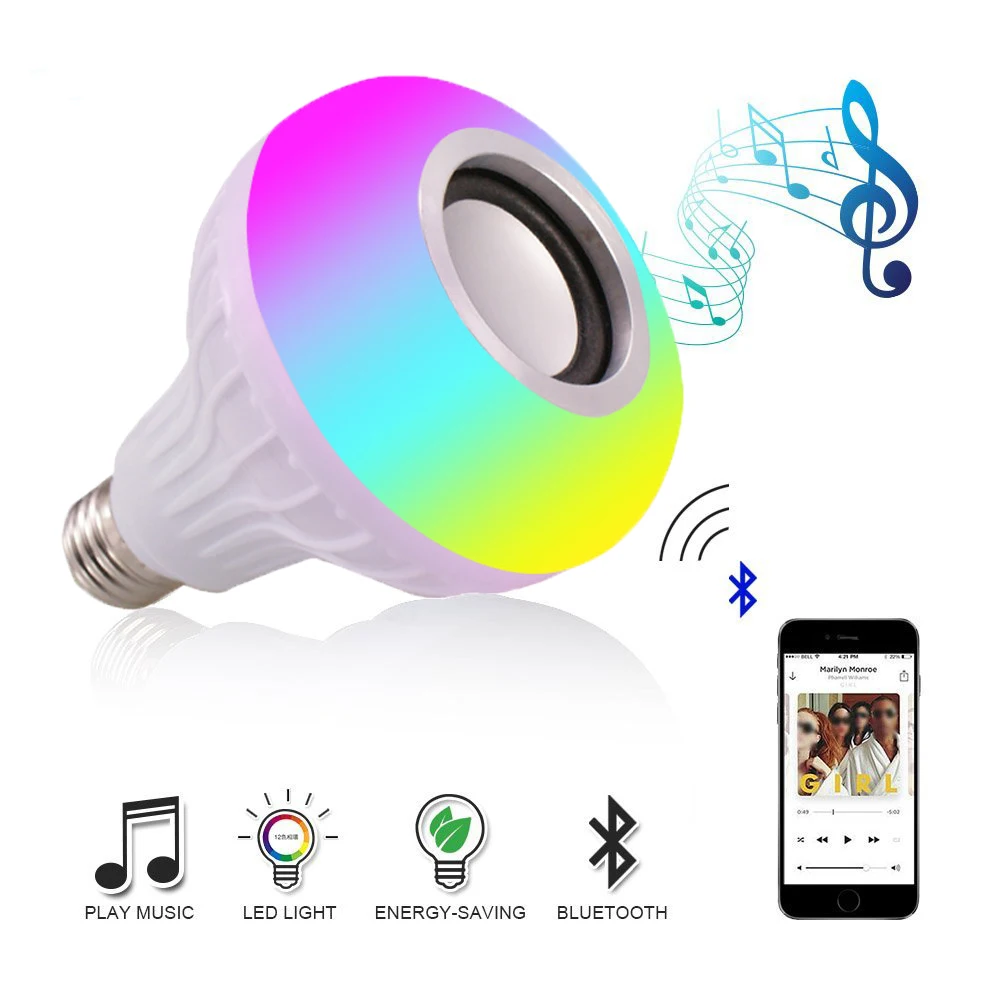 Bluetooth колонка с лампочкой E27 12 Вт RGB|Портативные колонки| |