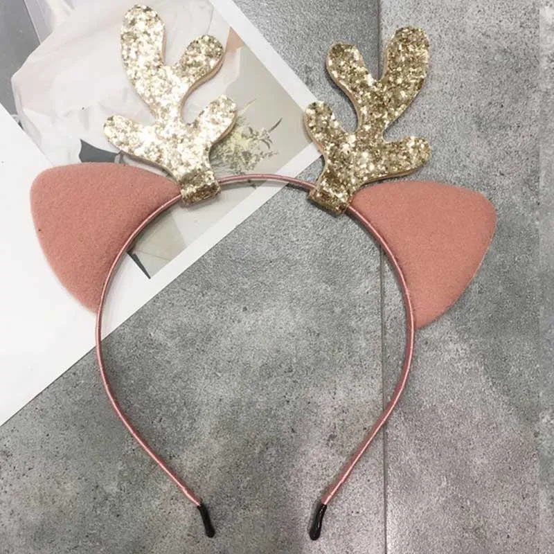 pink Блестящие рога, рождественские повязки на голову, вечерние, для девочек, для детей, сделай сам, маленький олень, головной убор с рогом, для рождественской вечеринки, аксессуары для волос, вечерние принадлежности - Цвет: pink