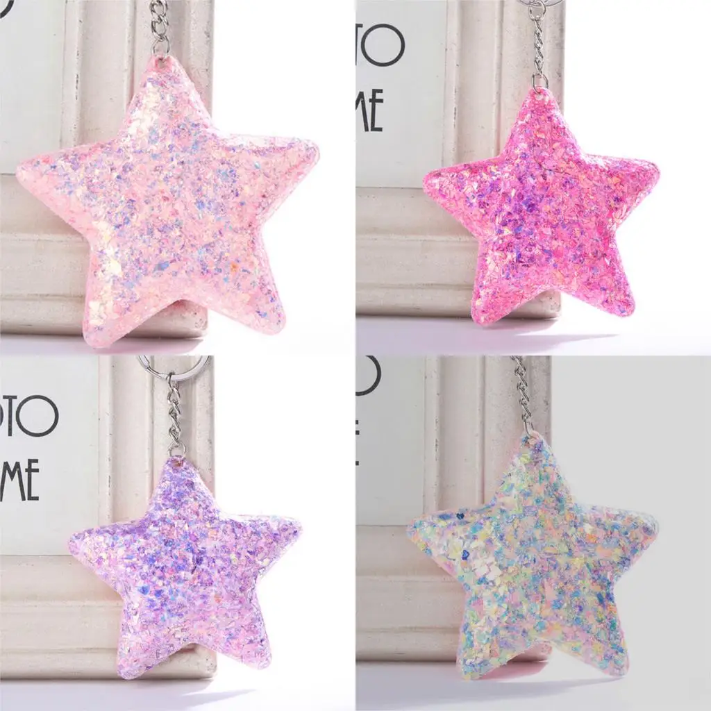 

Star Keychain Sequins Keyring Pendants for Women Bags Car Key Phone Accessories
