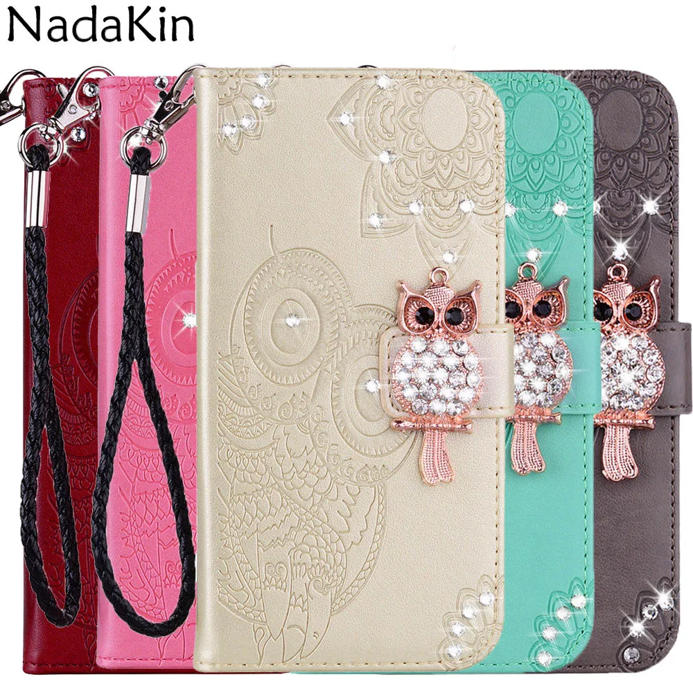 

Bling Rhinestone Diamond Book Case for Huawei P30 Lite Stylish Leather Flip Cover Shell With Strap
