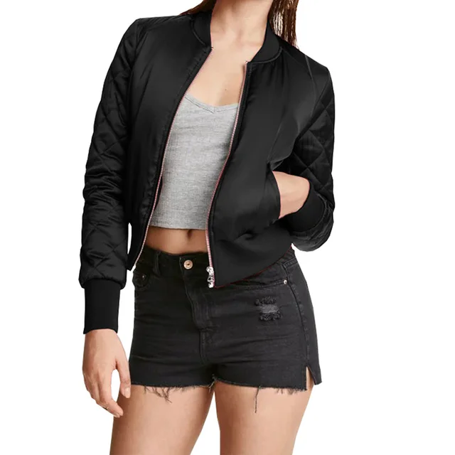 US $17.0 |2018 frühling Winter Bomber Jacke Frauen Aviator Jacke Schwarz Gelb Baseball Jacken Chaquetas Mujer Jaqueta Feminina Mantel Frauen in 2018 Großhandel 2018 Damen Zipper Hoodies Warme Jacke Sweatershirt Mode Große Mädchen Langarm 2XL Sport Outfits Reißverschluss Tasche Tops Frauen Mantel