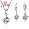Women Accessories Pendant Necklace Earrings  Jewelry Set Girl Square Shinny CZ Crystal  Pendant 925 Sterling Silver ► Photo 2/6