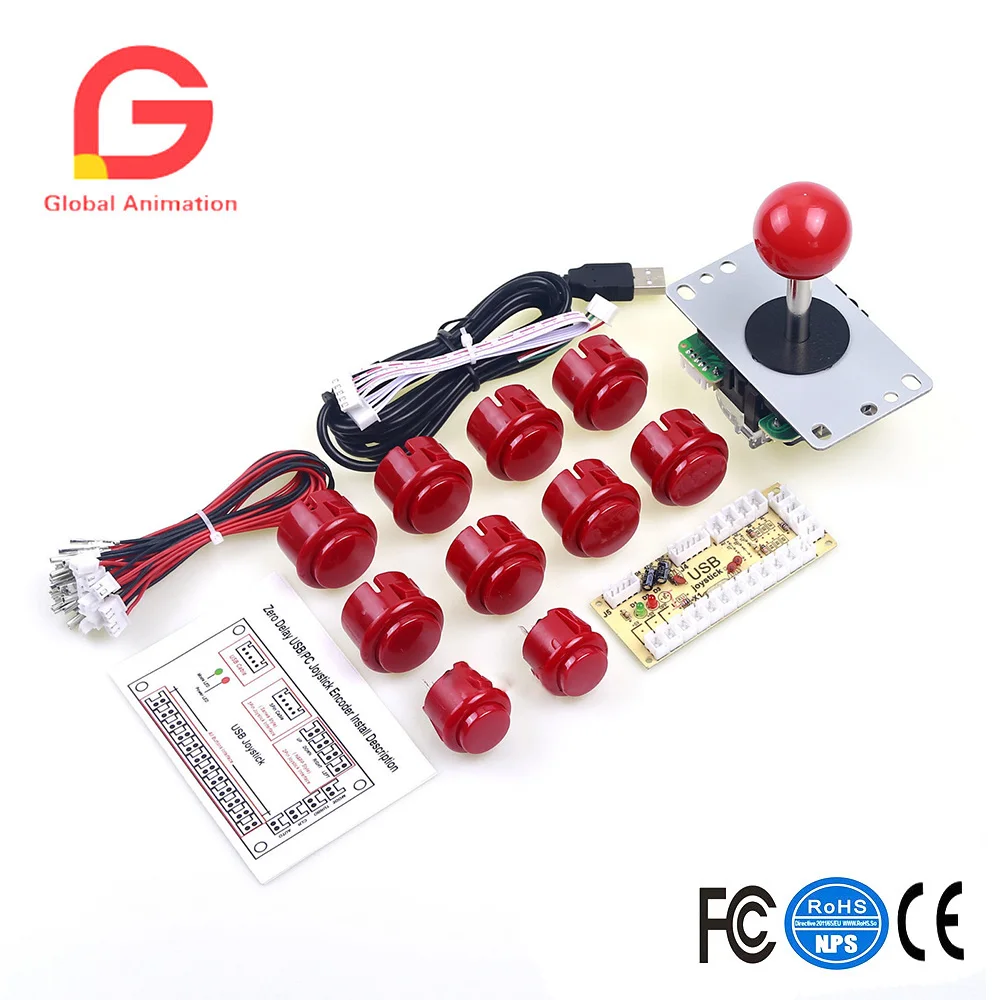 Аркадный джойстик DIY Kit Нулевая задержка Игровой Набор для творчества, usb-датчик для ПК Джойстик Sanwa для аркадных игр+ sunway кнопка для Аркады MAME
