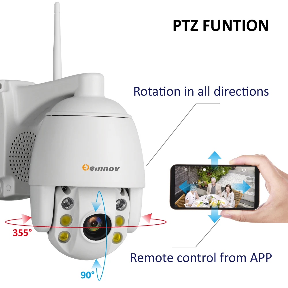 Comprar Einnov 5XZoom HD PTZ IP Cámara Wifi CCTV cámara de Video vigilancia al aire libre 1080P hogar cámara de seguridad inalámbrica Audio de dos vías IR