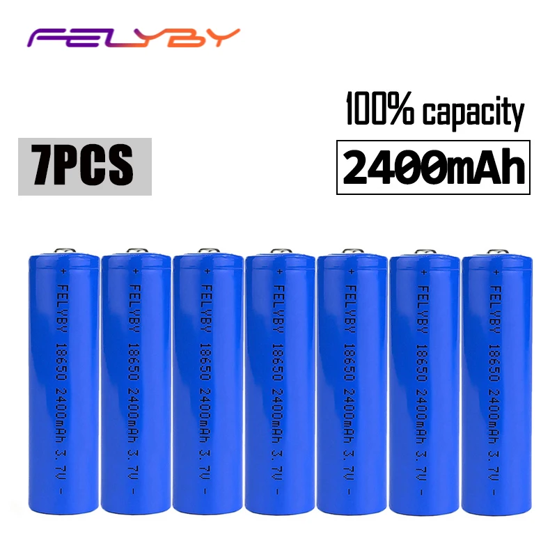 FELYBY 7 шт бренд 2400 mAh 100% емкость 18650 литий-ионная батарея 3 v литиевая аккумуляторная