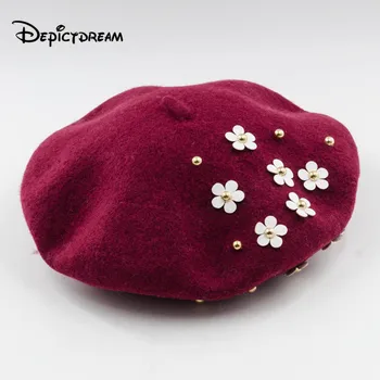 

NEW 100% wool Vintage Warm Wool Winter Women Beret French Artist Beanie Hat Cap For Sweet Girl Gift spring and autumn hats