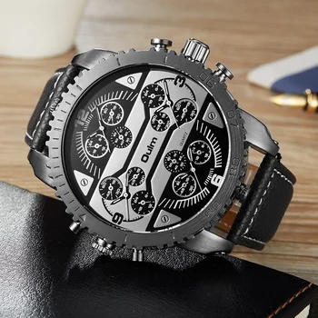 

Oulm Four Time Zones Male Quartz Watch Super Big Dial PU Leather Sports Wristwatch Luxury Brand Men Military Watches relogio