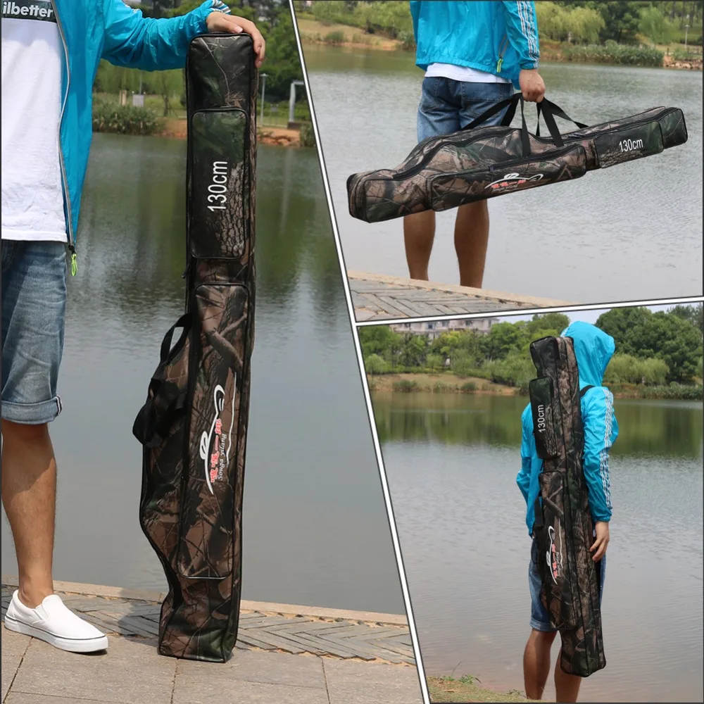 Sougayilang Водонепроницаемый Удочка сумка 130 см, 2 шт/комплект-Слои Оксфорд Складная удочка хранения сумка чехол для рыбалки Шестерни Органайзер