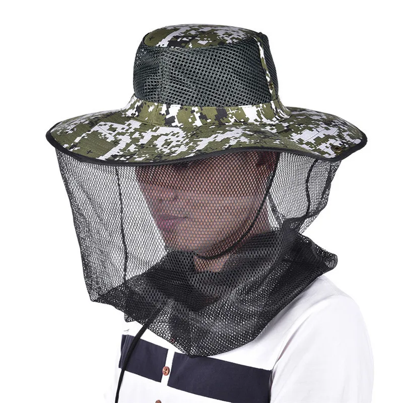 Тропические шляпы с широкими полями, камуфляжная москитная сетка для рыбалки на открытом воздухе, пчела, летающие насекомые, кепка, Панама, УФ-защита