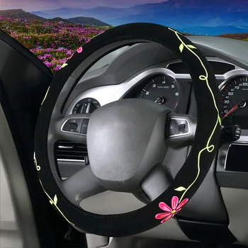 

GLCC Steering Wheel Cover Leather Skidproof Universal Car 38cm Multiple Embroidery Pattern Covers Auto for mercedes w210 ford