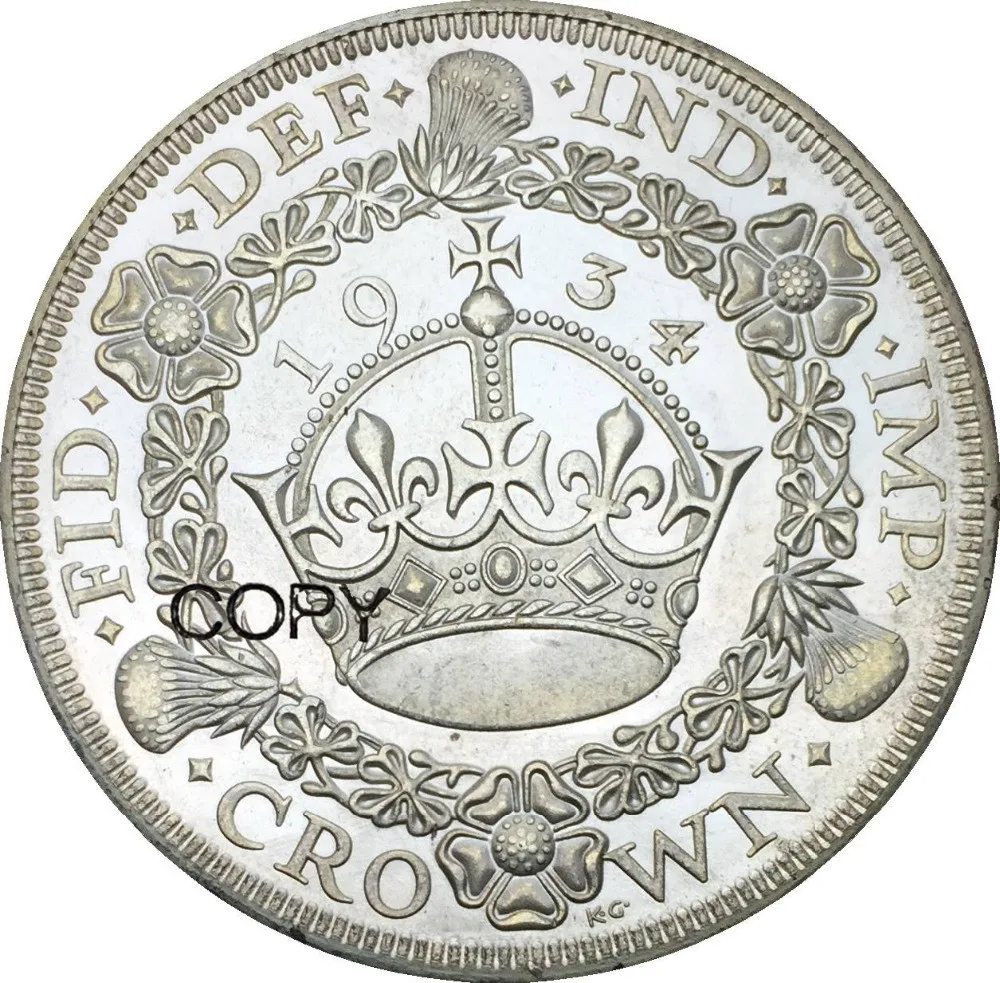 1 Корона из Великобритании Джордж V 1934 венок с серебряным покрытием|coin coins|crown