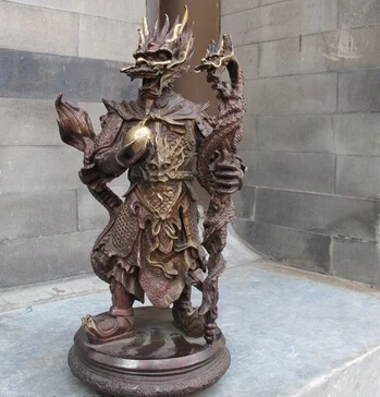 

006537 17"China myth Red Bronze Dragon King God Buddha statue