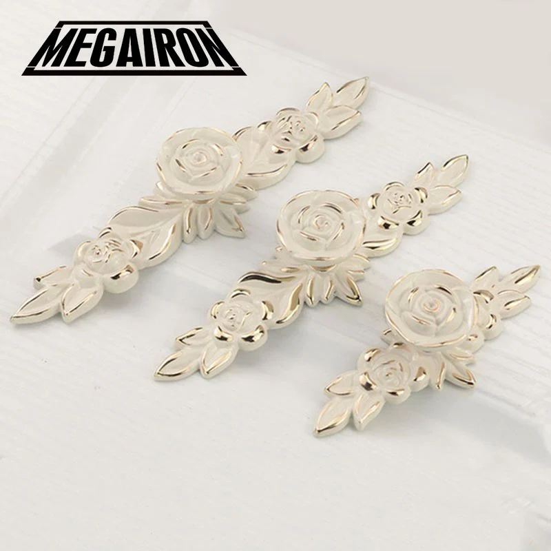 

MEGAIRON European Rose Drawer Handle Kitchen Cabinet Knob Cupboard Pull Dresser Handles Wardrobe Knobs with Screws