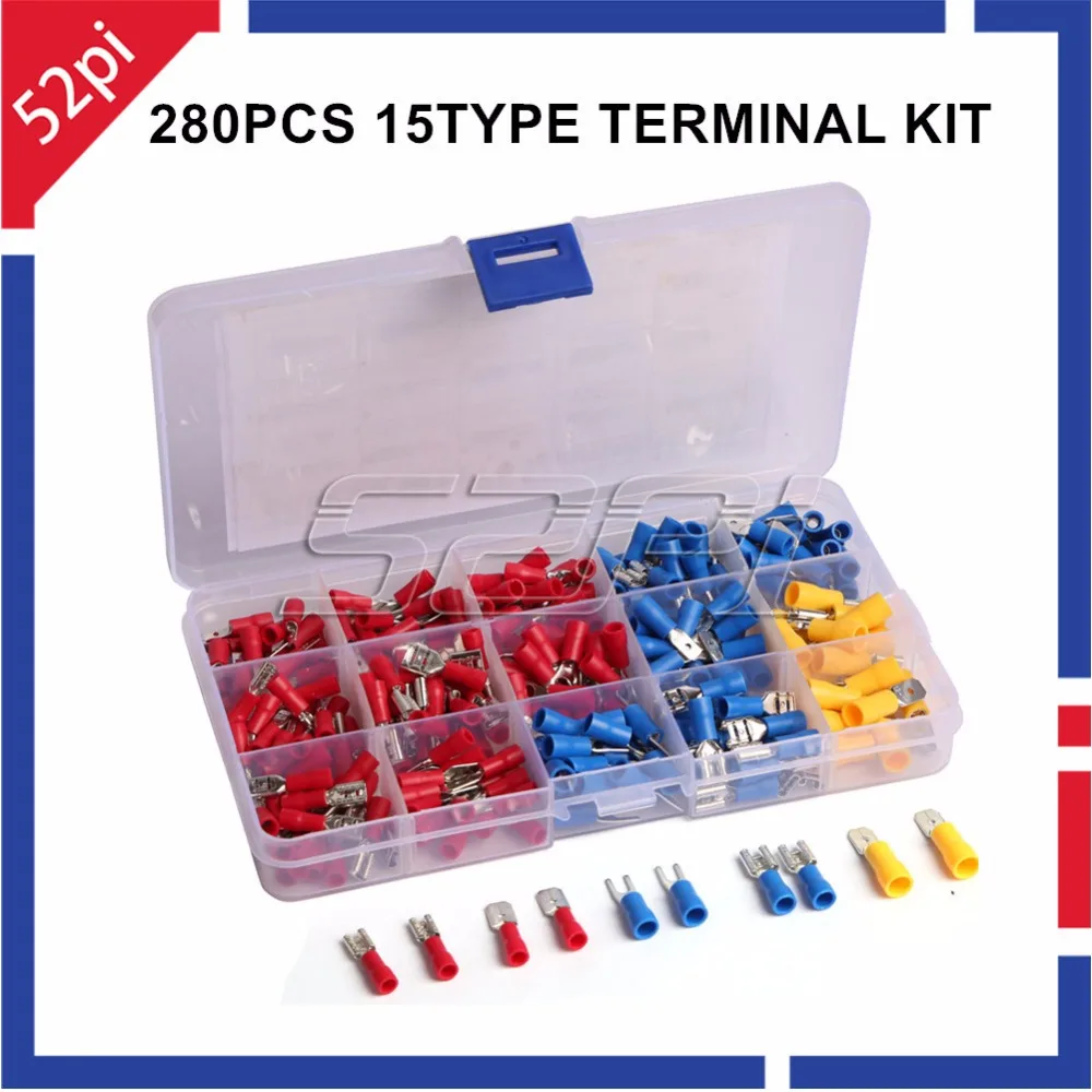 280PcsAssortedInsulatedTerminalKitsSpadeWireCrimpElectricalCableConnectorTerminals