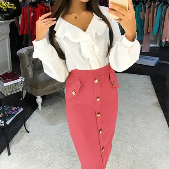 

fashion Women High Waisted Pencil Club Skirt Bodycon Button Pocket solid color Streetwear Party Club Flash Pencil Skirts W613