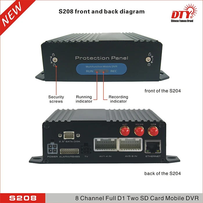 DTY S208G мобильный телефон мониторинга 8CH мобильный видеорегистратор с облаком и сети