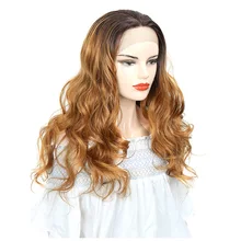 Ombre Long Wavy Synthetic Lace Front Wig 24inch Cosplay Lace Wig Eunice Hair High Temperature Brown Grey Wigs For Black Women цена Ombre Long Wavy Synthetic Lace Front Wig 24inch Cosplay Lace Wig Eunice Hair High Temperature Brown Grey Wigs For Black Women цены онлайн