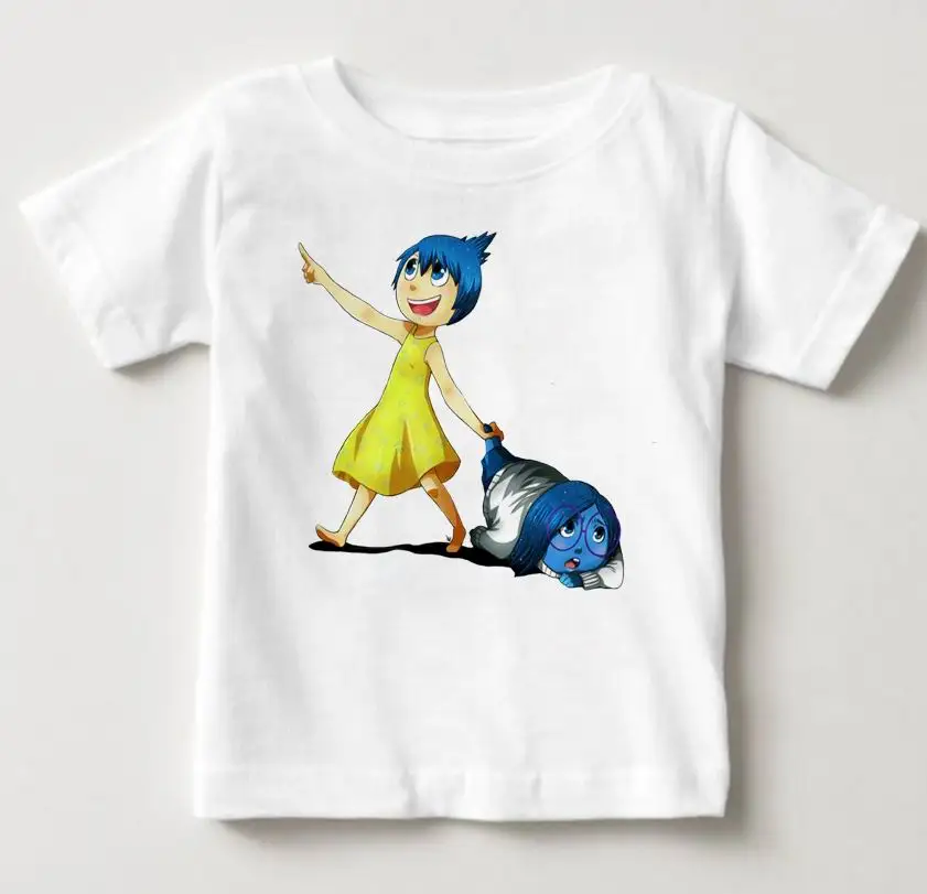 White childreT-shirt Детская футболка с героями мультфильмов «наизнанка», Детская летняя одежда, футболка, Милая футболка для маленьких мальчиков и девочек, футболки с героями мультфильмов «Счастливая печаль» - Цвет: White childreT-shirt