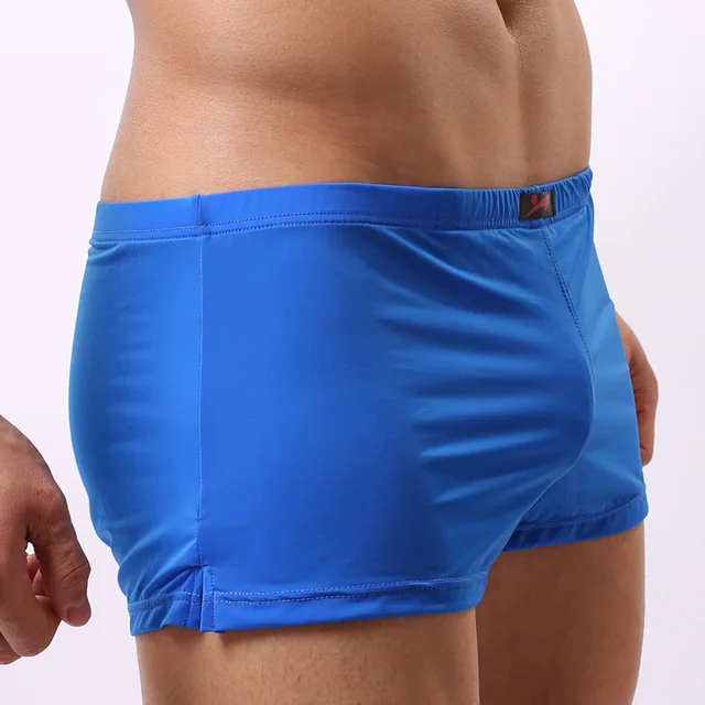Summer Cool Ice Silk Material Two Layer Protect Privacy Men Underwear Short Panties Boy Boxer