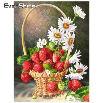 

EverShine Diamond Painting Flower And Fruits Pictures Of Rhinestones Full Round Diamond Embroidery Flowers Decoration Of Home