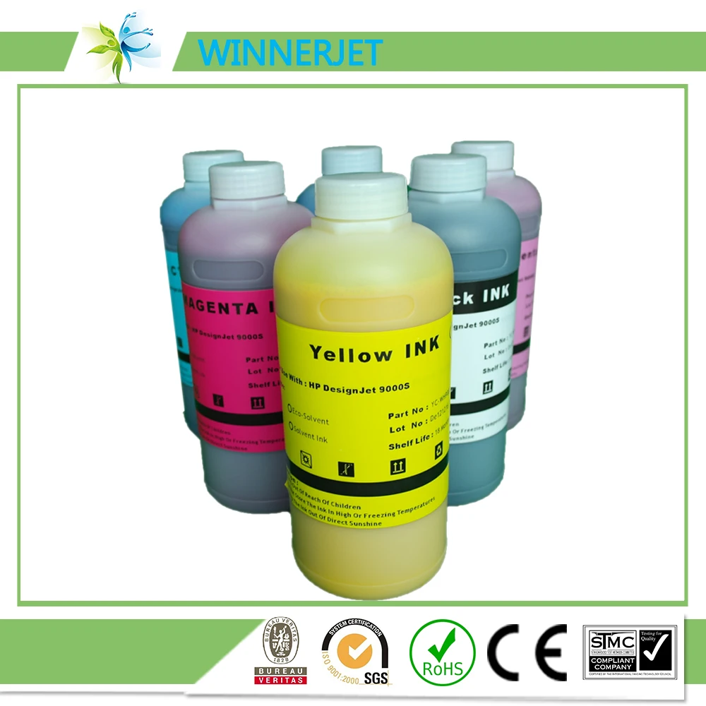 

6Colors*1000ml eco-solvent ink compatible for hp 790 inkjet cartridge for hp 9000s printer