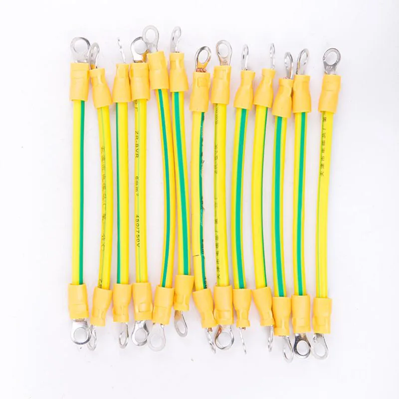 Заземляющий провод 6 квадратных желтых и зеленых цветов длина 10 см X50|wire 10cm|equipment