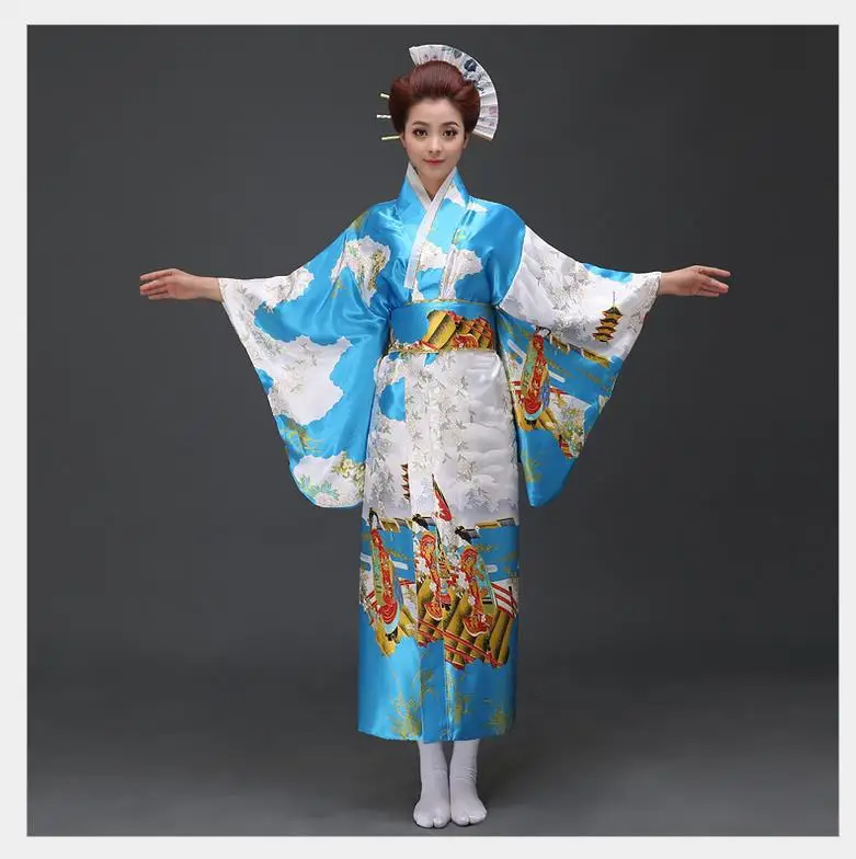 Classic Traditional Floral Kimono Sexy Women Yukata With Obi Vintage ...