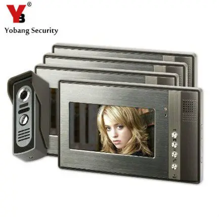 

YobangSecurity 7" inch Color LCD Video Door Phone Doorbell Home Entry Intercom System 4 Monitor 1 Metal Camera Night Vision