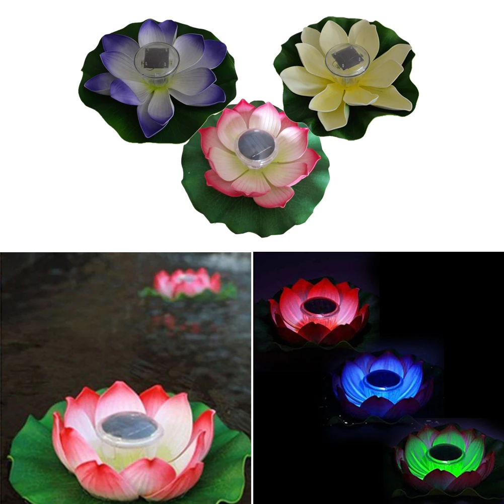 

Multi Colors Solar LED Light Garden Floating Lotus Light Night Flower Lamp for Pond Practical Garden Pool Solar Light