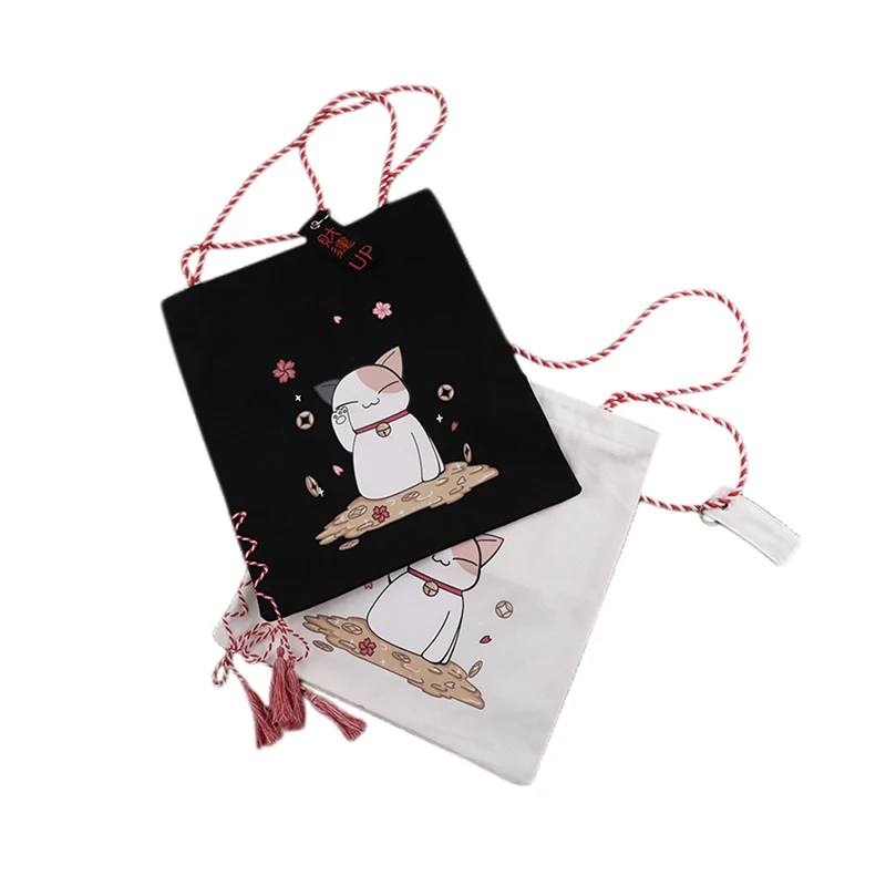 Japanese Natsume Yuujinchou Canvas Handbag Lucky Fortune Cat Large Capacity Casual Shoulder Bag