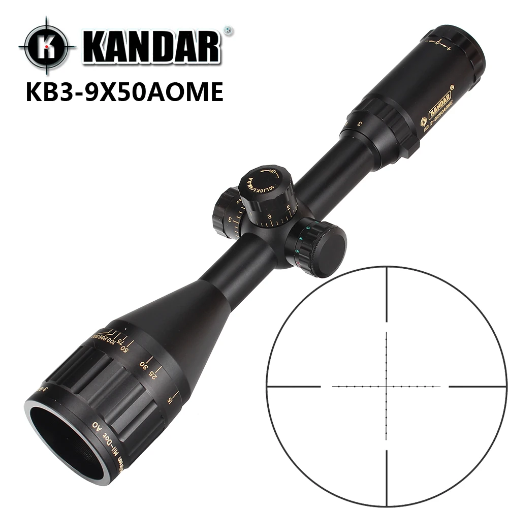 Тактический Оптический прицел KANDAR Gold Edition 3 9x50 AOME стекло с гравировкой Mil dot