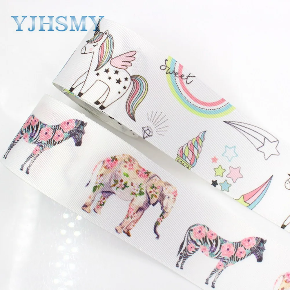 YJHSMY G 18613 459 10 ярдов 50 мм мультфильм лошадь печатных grosgrain ленты DIY ручной работы