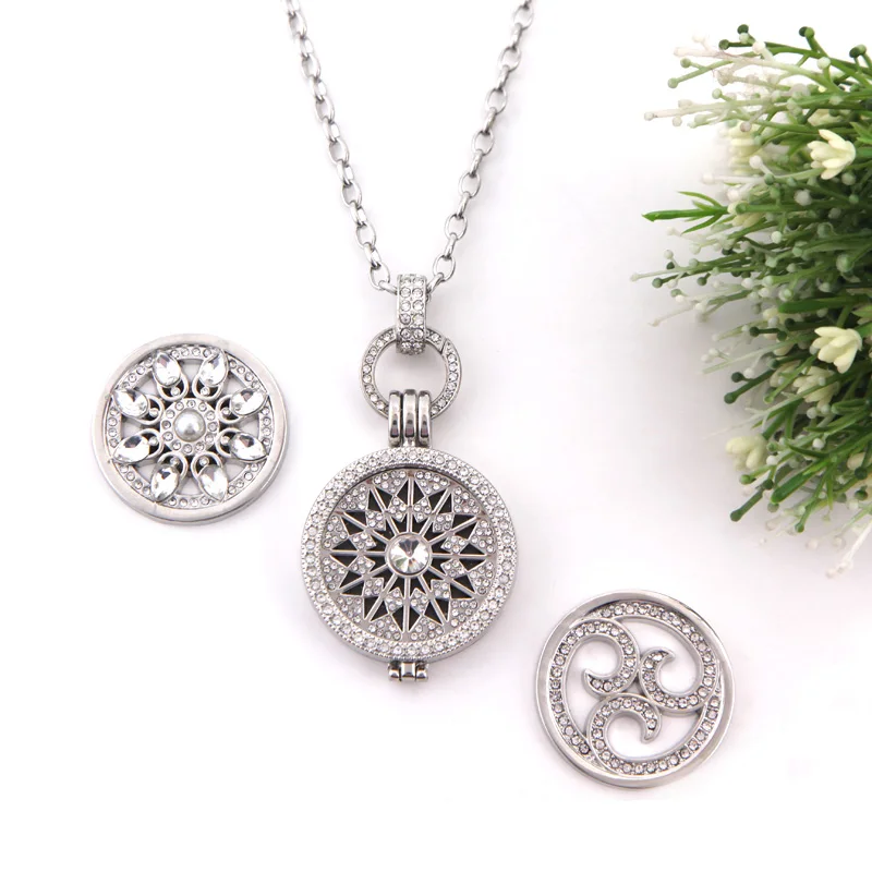 SANSHOOR Jewelry My Sparking Flower Pendant Necklace Set with 1 set Crystal Coin Pendant and 2pcs extra Coin for Gift SANSHOOR Jewelry My Sparking Flower Pendant Necklace Set with 1 set Crystal Coin Pendant and 2pcs extra Coin for Gift