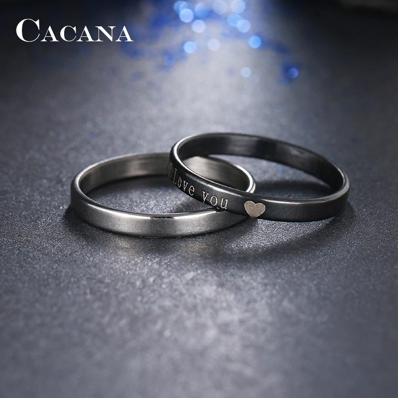 CACANA Stainless Steel Rings For Women Double Rings 1set(2pcs) Loving Heart Fashion Jewelry Wholesale NO.R154