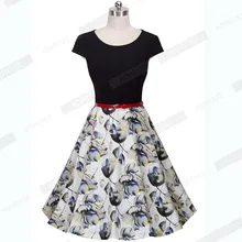 New Summer Fashion Women Tropical Swing A-line Dresses Elegant Short Sleeve Round Neck Fresh Floral Print Patchwork Dress A009