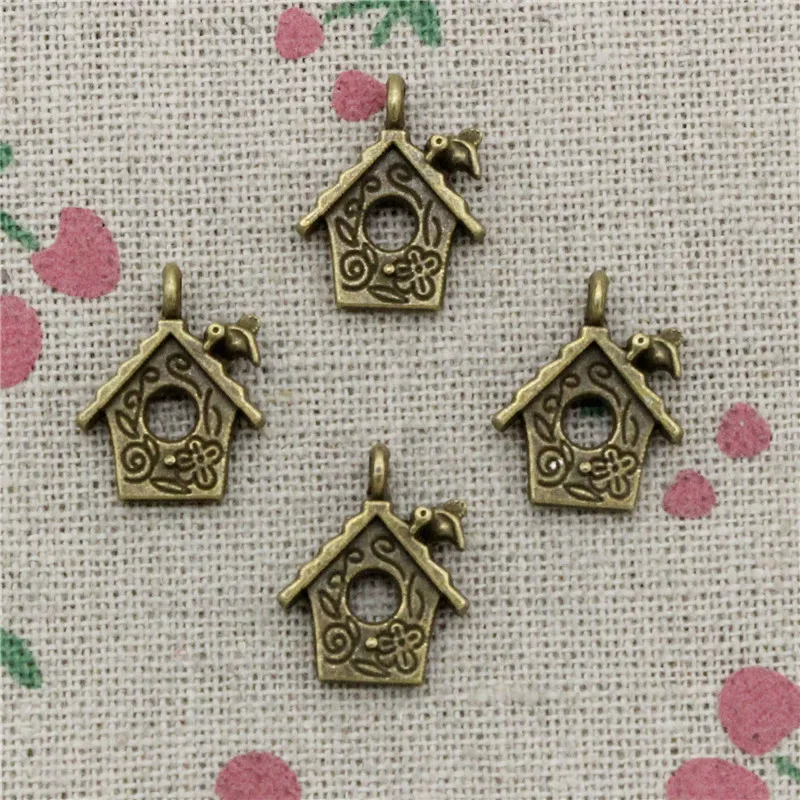 30pcs Charms cabin house 17*15mm Antique Bronze Vintage Pendants For