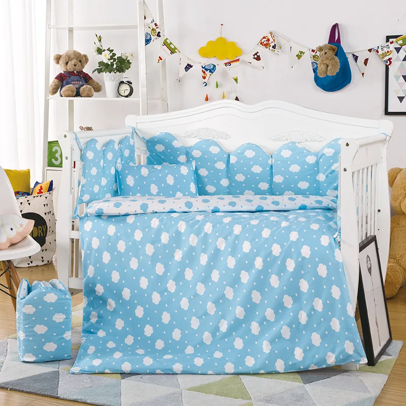 

Hot Baby Crib Bedding Set 10pcs/Set Include Pillow Case+Bed Mattress+Quilt Cover With Filling Cotton Print Baby Bedding Set
