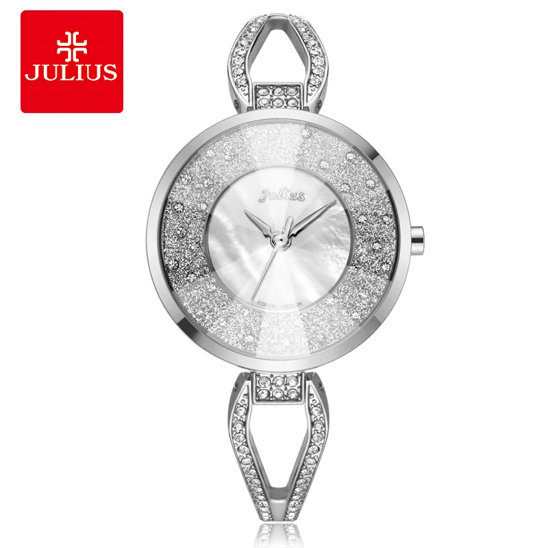 

Julius Top Quality Women's Bangle Watches Fashion Ladies Elegant Dress Watch Sparkling Silver Gold Tone Bracelet Montre JA-389
