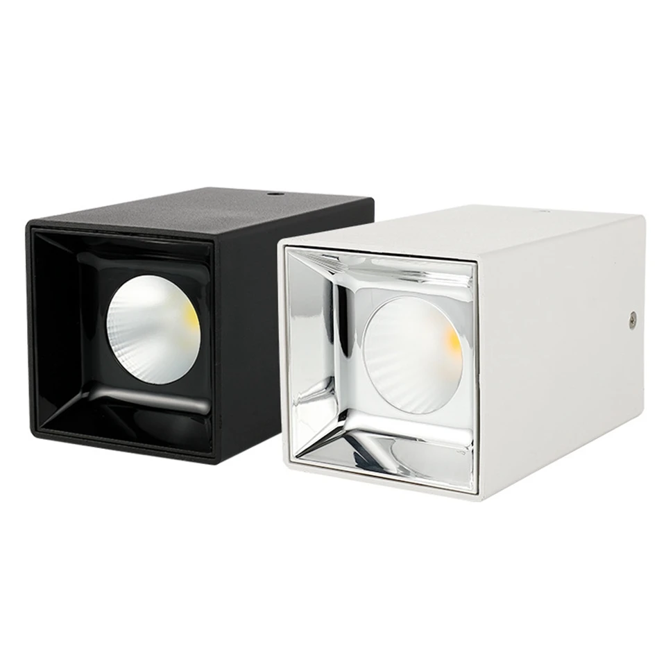 

GD 1pc 15W 20W Square White/Black Surface Mount Downlight 85-265V LED COB Ceiling Spot Lamp Indoor Lighting Kitchen Bedroom