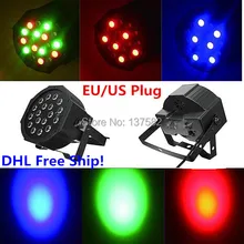 RGB светодиодный свет этапа 18*3 Вт высокой мощности Мощность светодиодный плоский/подъемный Стандартный тонкий прожектор RGB DMX512 Управление светодиодный DJ осветительное оборудование, DHL