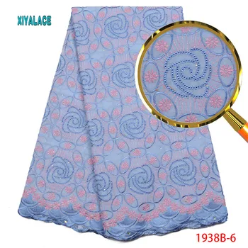 

Cotton African Lace Fabric With Stone Embroidery High Quality Hot Selling Nigerian Swiss Voile Lace Fabric 5yards PGC1938B-1