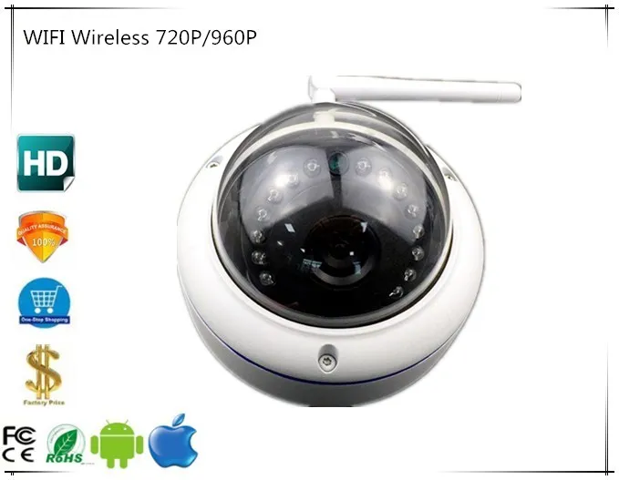

WIFI Wireless 720P/960P IP HD Antiriot Dome Camera Infrared NightVision IRC Support SD Card ICsee AP P2P Mobile Surveillance