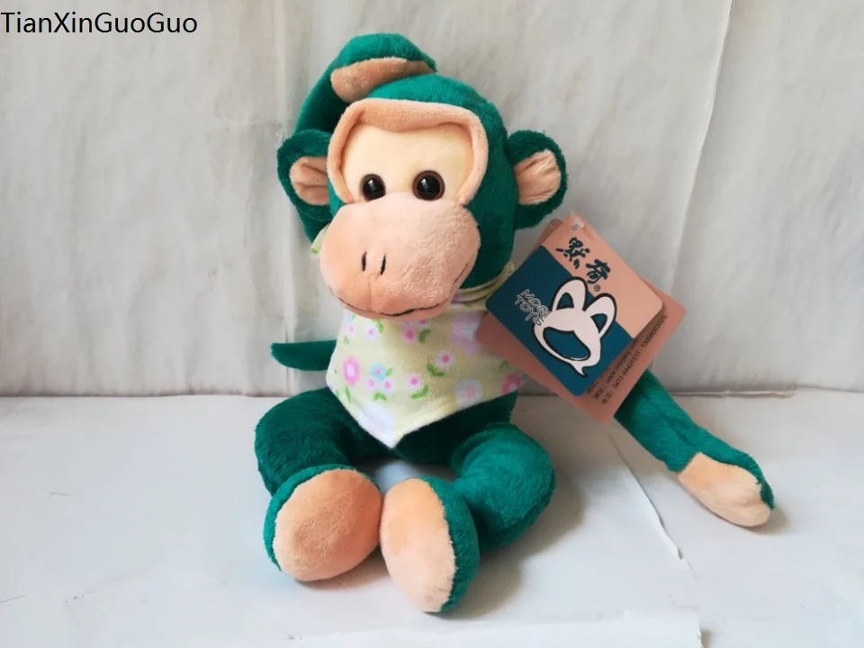 

about 24cm lovely green monkey dressed cloth plush toy magnet monkey doll soft toy Christmas gift s2216