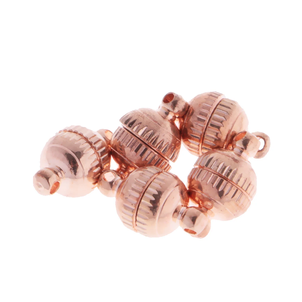 20 Sets Carved Round Ball Beads Magnetic Clasps Jewelry Findings 14x8mm