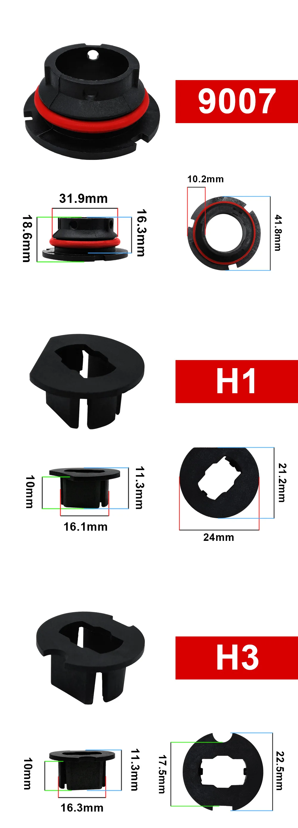 Roadsun из 2 предметов H1 H3 H4 H7 H8 H9 H11 H13 9004 9005 9006 9007 880 основание держателя переходника розетки фиксатор для S2 автомобильная светодиодная лампа для фары