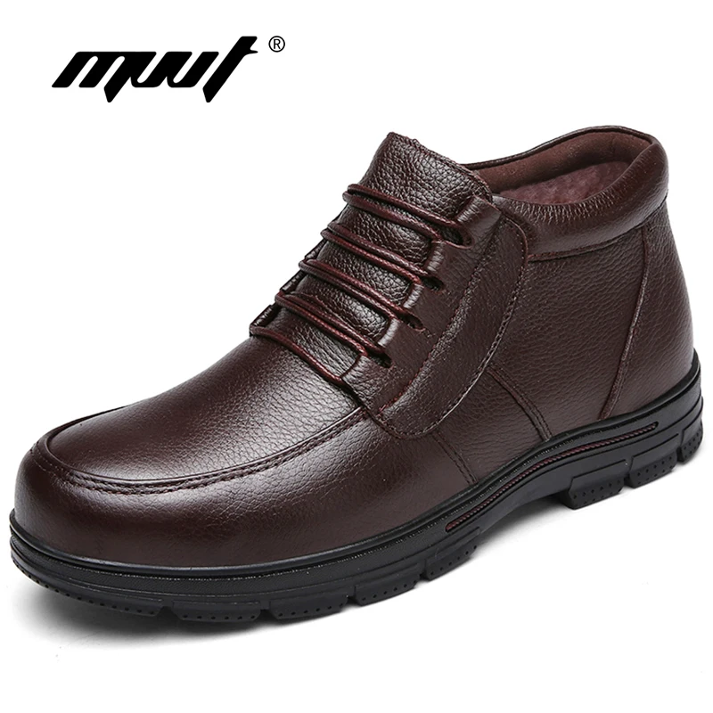 Neve Quente D' Inverno Prova Couro Mvvt Água De Genuínos Manter Com Plataforma Botas Brown Plust Homens Pele Tornozelo Preto Tamanho dark aqqfz1BWO